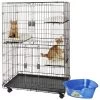 Frisco Collapsible Wire Cat Cage Playpen & Van Ness High Side Corner Cat Litter Pan, Blue