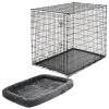 Frisco Heavy Duty Single Door Wire Dog Crate & MidWest Quiet Time Fleece Dog Crate Mat