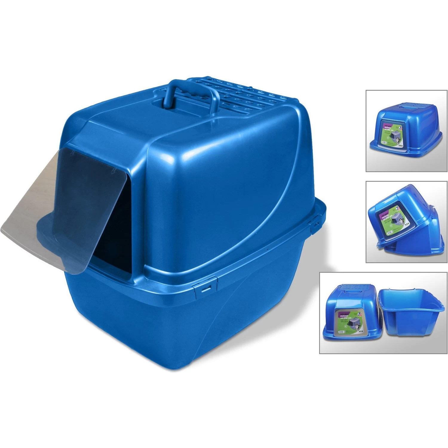 Van Ness Enclosed Cat Litter Pan & Frisco Paw Shaped Cat Litter Mat - Image 3