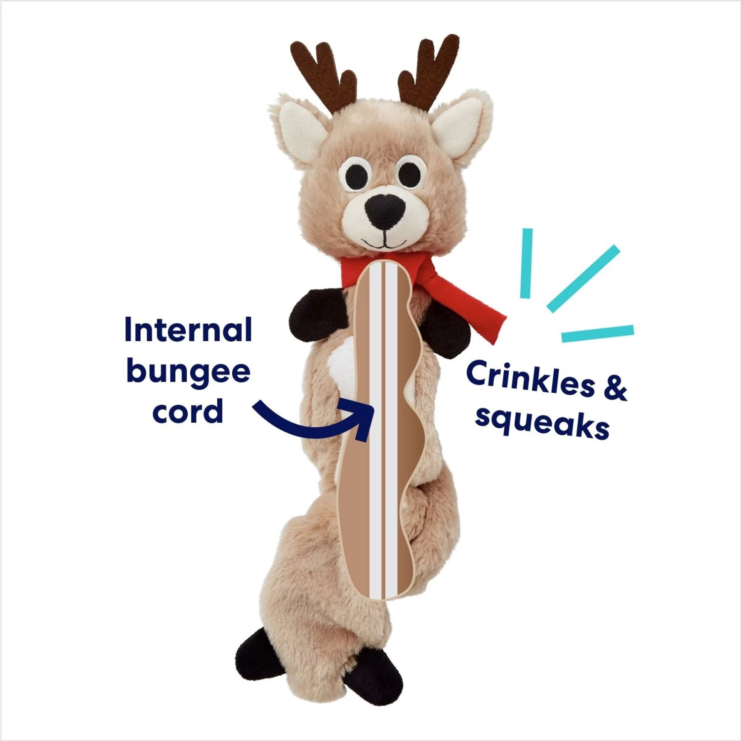 Frisco Holiday Reindeer Bungee Plush Squeaky Dog Toy & Frisco Holiday Snowman Bungee Plush Squeaky Dog Toy - Image 4