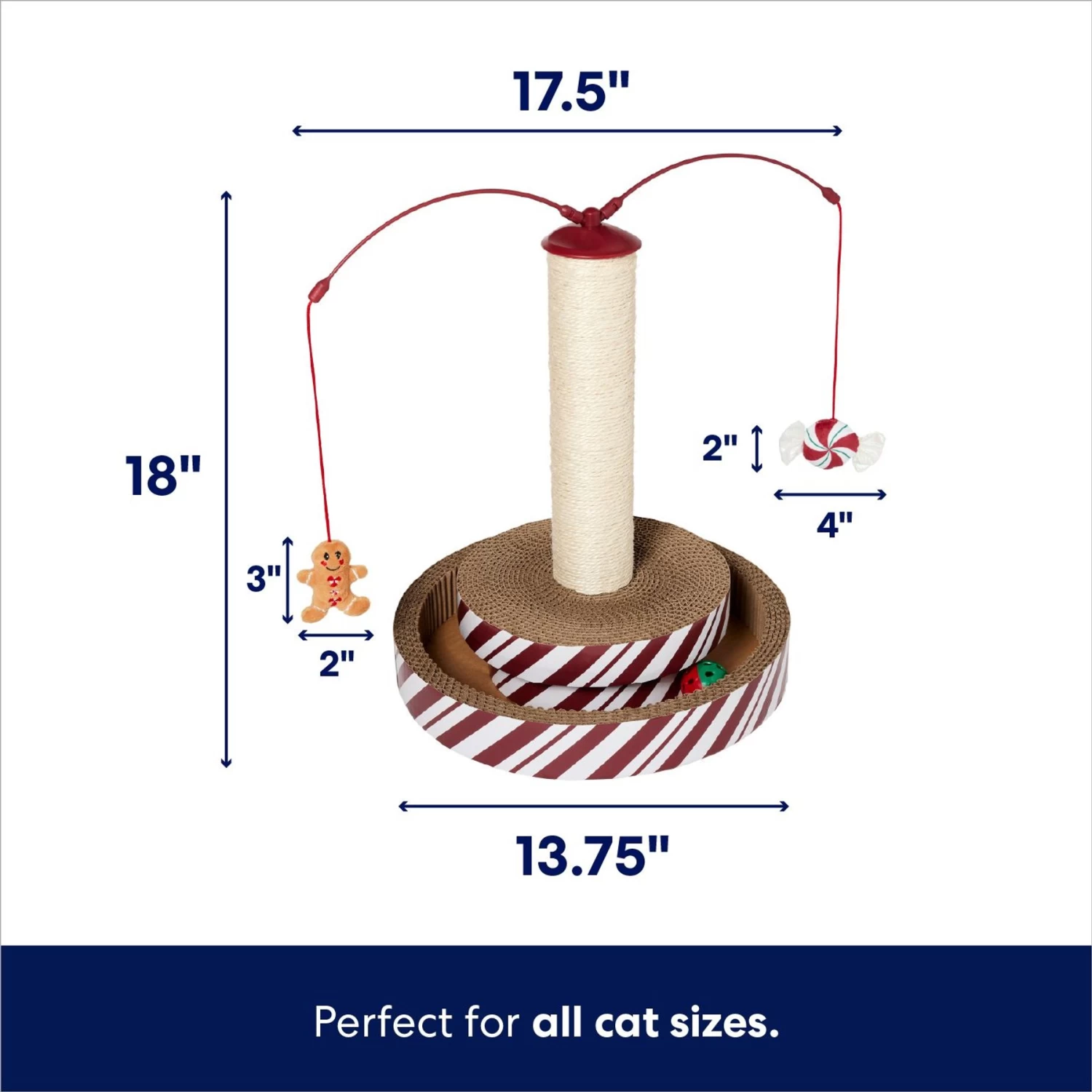 Frisco Holiday Santa Hat & Mistletoe Cat Tracks Cat Toy & Frisco Holiday Gingerbread Interactive Cat Scratcher Cat Toy With Catnip - Image 7